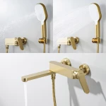 Смеситель для ванны GAPPO G3210-3 однорычажный с коротким поворотным изливом латунный золотой сатин Ø35