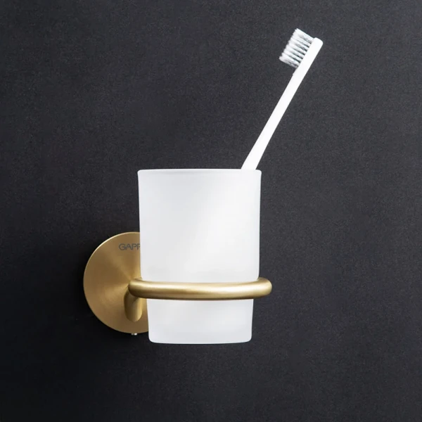 Стакан с держателем GAPPO G30706-3 золотой сатин