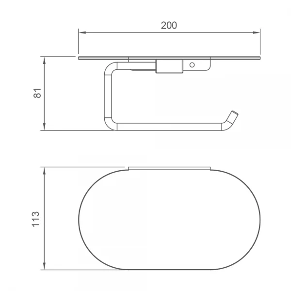 G30703-3 бумагоутримувач з полицею 200х113х81мм (сатин золотий) {20/1}