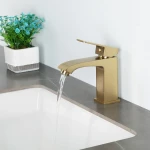 F1076-3 умивальник низ. одноваж. литий вилив лат.корпус гайка Ø35 (сатин золотий) {10/1}