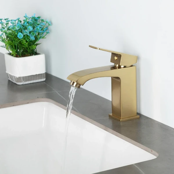 F1076-3 умивальник низ. одноваж. литий вилив лат.корпус гайка Ø35 (сатин золотий) {10/1}