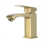 F1076-3 умивальник низ. одноваж. литий вилив лат.корпус гайка Ø35 (сатин золотий) {10/1}