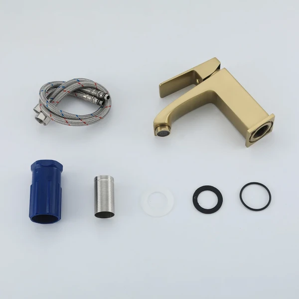 F1076-3 умивальник низ. одноваж. литий вилив лат.корпус гайка Ø35 (сатин золотий) {10/1}