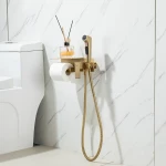 F2076-3 душ гігієнічний з бумаготримачем та полицею Ø25 (сатин золотий) {10/1}