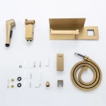 F2076-3 душ гігієнічний з бумаготримачем та полицею Ø25 (сатин золотий) {10/1}