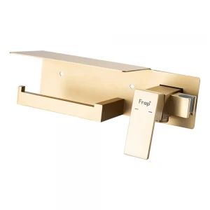 F2076-3 душ гігієнічний з бумаготримачем та полицею Ø25 (сатин золотий) {10/1}