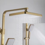 Душевая система F2476-3 с 3 функциями, поворотным изливом-переключателем, латунным корпусом, сатин золотой, Ø35