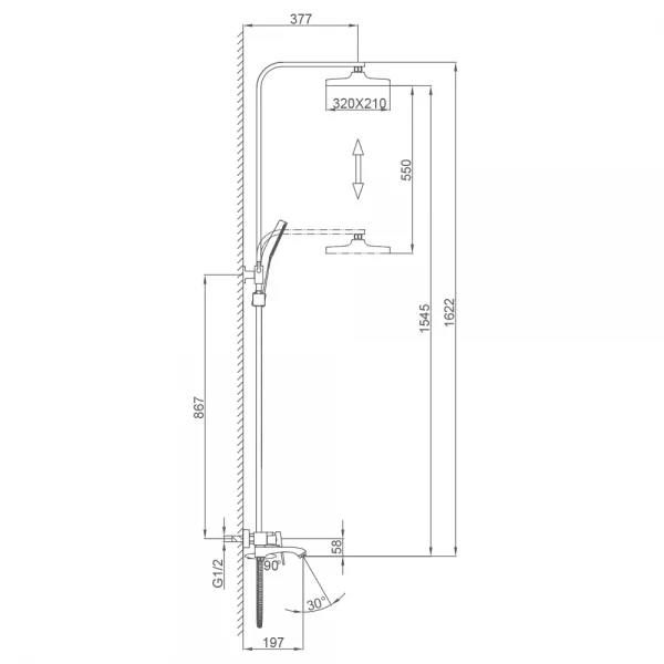 Душевая система F2476-3 с 3 функциями, поворотным изливом-переключателем, латунным корпусом, сатин золотой, Ø35