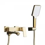 Смеситель для ванны FRAP F3276-3 однорычажный с литым изливом латунный корпус Ø30 золотой сатин