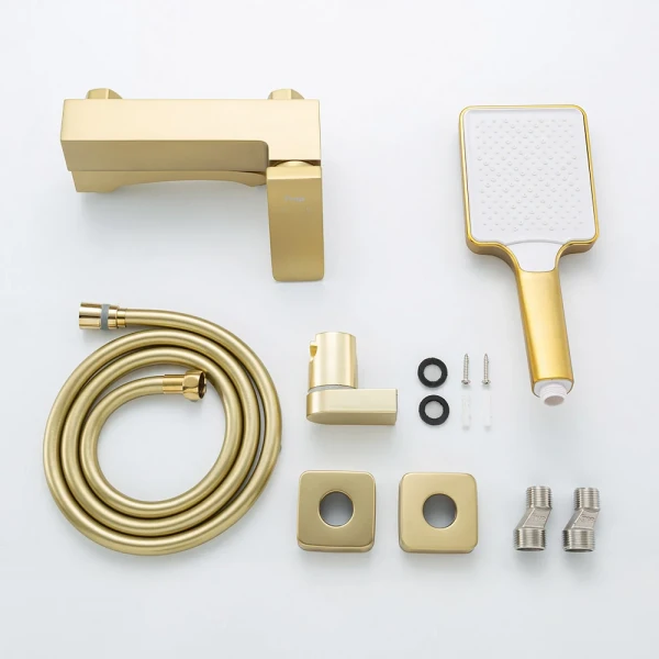 Смеситель для ванны FRAP F3276-3 однорычажный с литым изливом латунный корпус Ø30 золотой сатин