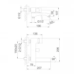 Смеситель для ванны FRAP F3276-3 однорычажный с литым изливом латунный корпус Ø30 золотой сатин