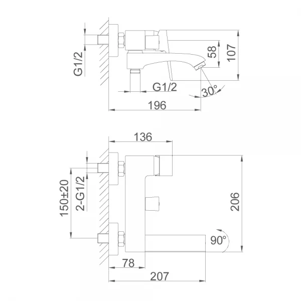 Смеситель для ванны FRAP F3276-3 однорычажный с литым изливом латунный корпус Ø30 золотой сатин