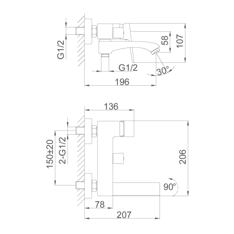 Смеситель для ванны FRAP F3276-3 однорычажный с литым изливом латунный корпус Ø30 золотой сатин