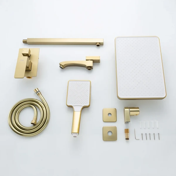 Душевая система FRAP F7176-3 встроенная 3-х функциональная однорычажная с изливом-переключателем золотой сатин Ø35