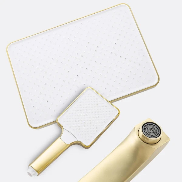 Душевая система FRAP F7176-3 встроенная 3-х функциональная однорычажная с изливом-переключателем золотой сатин Ø35