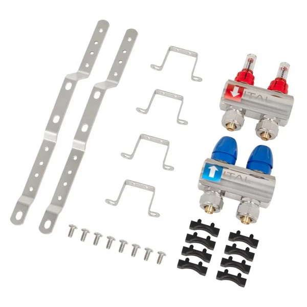 Колектор ITAL для теплої підлоги латунний нікельований 1