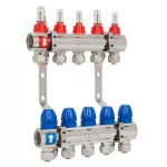 Колектор розподільчий ITAL латунний нікельований на 5 виходів з витратомірами та євроконусами з кріпленням 1