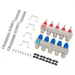 Колектор розподільчий ITAL латунний нікельований на 5 виходів з витратомірами та євроконусами з кріпленням 1