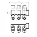 Колектор для теплої підлоги ITAL 3 виходи нікельований 3/4