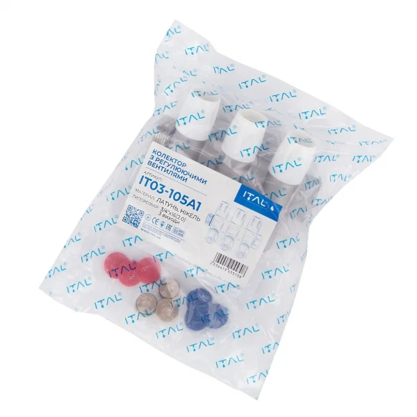 Колектор для теплої підлоги ITAL 3 виходи нікельований 3/4