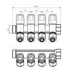 Колектор для теплої підлоги ITAL 4 виходи нікельований 3/4