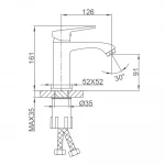 Смеситель для умывальника FRAP F1076-9 однорычажный с литым изливом латунный корпус крепление гайкой Ø35
