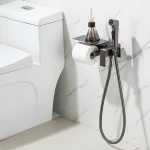 F2076-9 душ гігієнiчний лат. корпус з поличкою та папероутримувачем Ø25 (гангрей) {10/1}