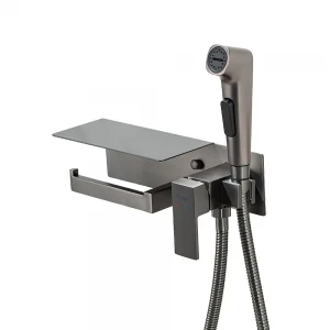 F2076-9 душ гігієнiчний лат. корпус з поличкою та папероутримувачем Ø25 (гангрей) {10/1}