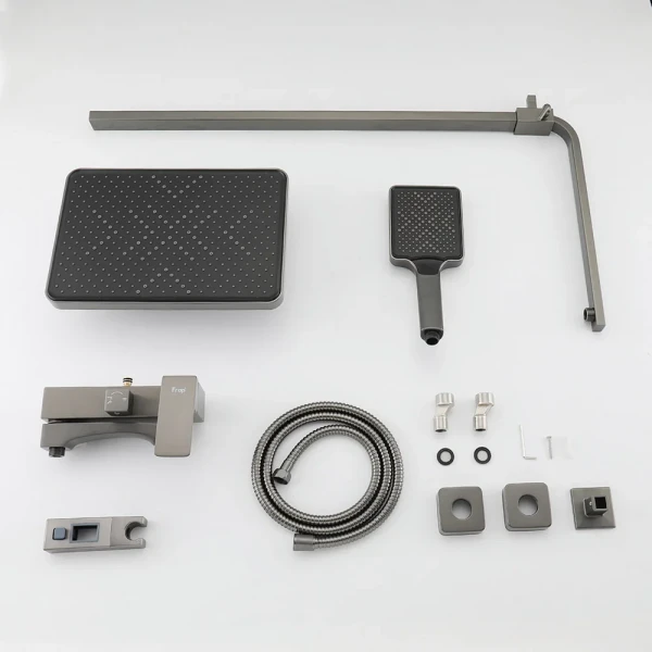 Душевая система FRAP F2476-9 с 3 режимами, поворотным изливом и латунным корпусом, диаметр картриджа Ø35 мм (гангрей)