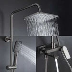 Душевая система FRAP F2486-9 3-х функциональная с поворотным изливом латунный корпус Ø30 (гангрей)