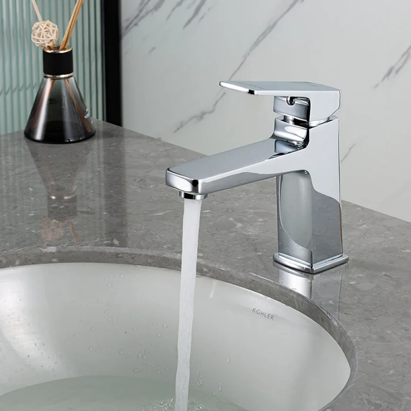 Змішувач для умивальника FRAP F1090 одноважільний з литим виливом кріплення гайкою латунний корпус хром Ø35