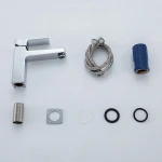 Смеситель для умывальника FRAP F1090 однорычажный с литым изливом крепление гайкой латунный корпус хром Ø35