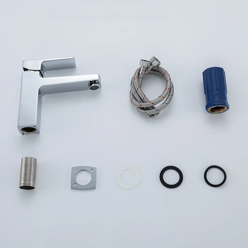 Змішувач для умивальника FRAP F1090 одноважільний з литим виливом кріплення гайкою латунний корпус хром Ø35