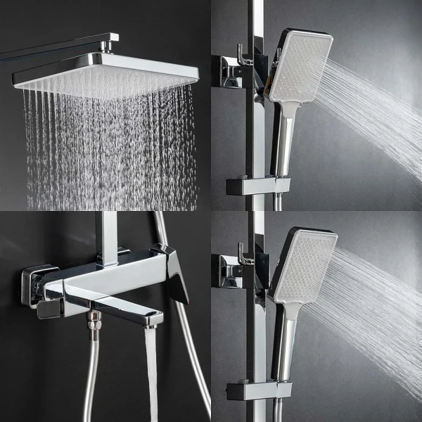 Душевая система FRAP F2490 с поворотным изливом 3-х функциональная хромированная с латунным корпусом Ø30