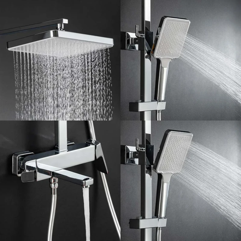 Душова система FRAP F2490 з поворотним виливом 3-х функційна хромована з латунним корпусом Ø30