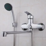 Смеситель для ванны FRAP F22063 однорычажный с длинным плоским изливом хромированный латунный корпус Ø40