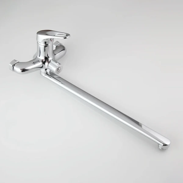 Смеситель для ванны FRAP F2213 однорычажный с длинным плоским изливом хромированный латунный корпус Ø35