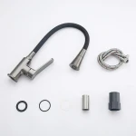 F4462-9 кухня одноваж. силікон.2-режими  вилив лат. корп. гайка Ø35 (гангрей/чорний) {10/1}