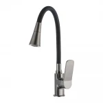 F4462-9 кухня одноваж. силікон.2-режими  вилив лат. корп. гайка Ø35 (гангрей/чорний) {10/1}