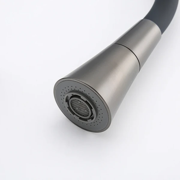 F4462-9 кухня одноваж. силікон.2-режими  вилив лат. корп. гайка Ø35 (гангрей/чорний) {10/1}