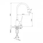 F4462-9 кухня одноваж. силікон.2-режими  вилив лат. корп. гайка Ø35 (гангрей/чорний) {10/1}