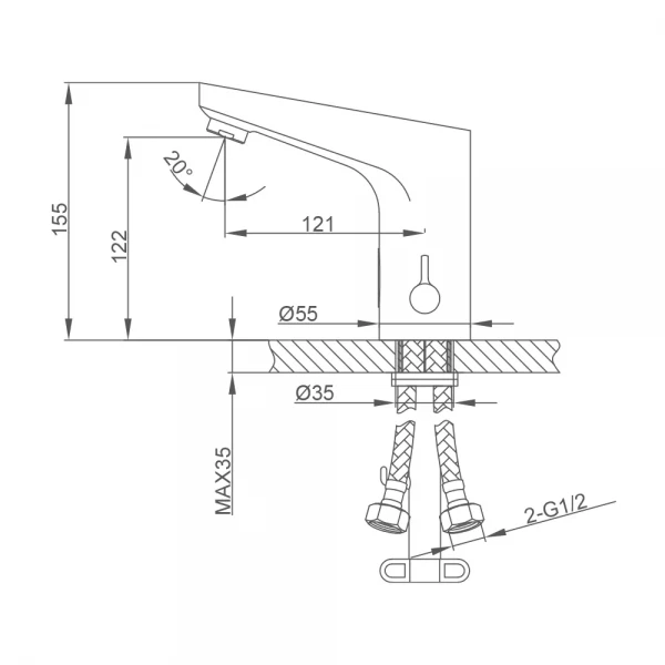 Смеситель для умывальника FRAP F513 сенсорный хромированный латунный