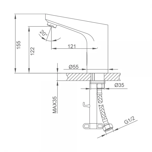 Смеситель для умывальника FRAP F513-1 сенсорный латунный хромированный