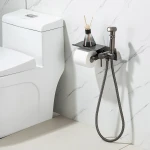 F2075-19 душ гігієнiчний лат. корпус з поличкою та папероутримувачем Ø25 (гангрей) {10/1}