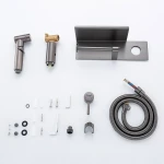 F2075-19 душ гігієнiчний лат. корпус з поличкою та папероутримувачем Ø25 (гангрей) {10/1}