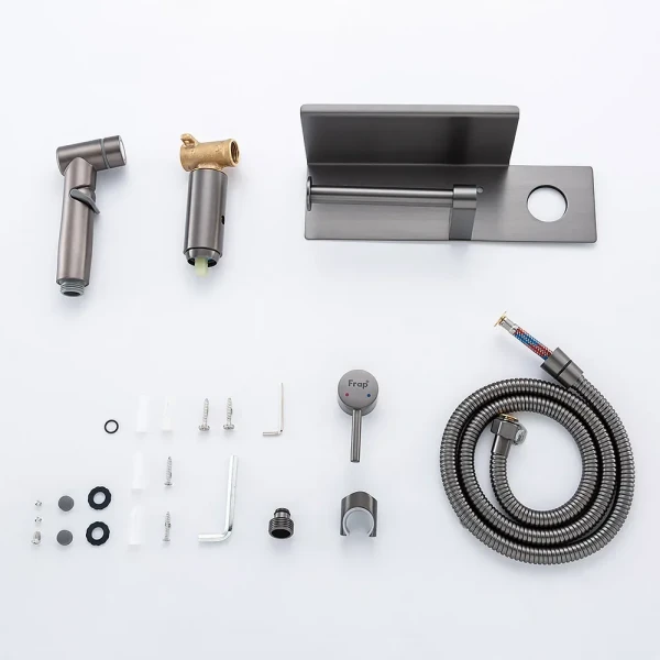 F2075-19 душ гігієнiчний лат. корпус з поличкою та папероутримувачем Ø25 (гангрей) {10/1}