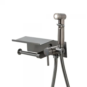 F2075-19 душ гігієнiчний лат. корпус з поличкою та папероутримувачем Ø25 (гангрей) {10/1}