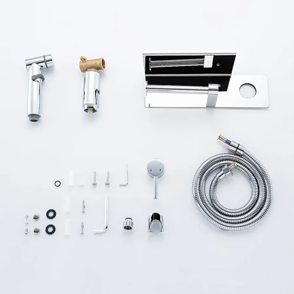 F2075 душ гігієнiчний лат. корпус з поличкою та папероутримувачем Ø25 (хром) {10/1}