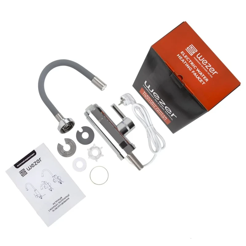 Проточный водонагреватель WEZER SDR-G10T 3.0 кВт с поворотным гибким изливом и датчиком температуры