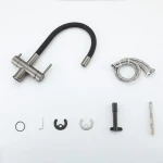 Смеситель для кухни GAPPO G4398-39 однорычажный с высоким силиконовым изливом крепление гайкой Ø35 черный/серый